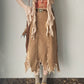 Vintage Brown Asymmetrical Mid Length Long Length Skirt