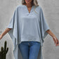 Summer Chiffon Shirt Loose Fashion V Neck Hem Short Sleeve