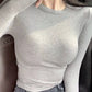 Basic Slim Fit Slim Looking Waist Upper Clothes Long Sleeves T-shirt