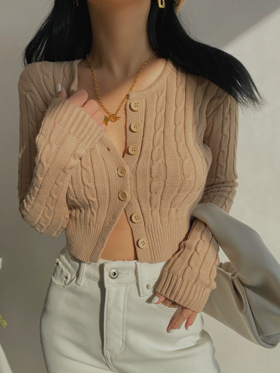 Sexy Ribbed Long-Sleeve Crop Top Spring Sweater