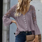 Long Sleeves Fashion Loose V-neck Pullover Tops Lace Shirt