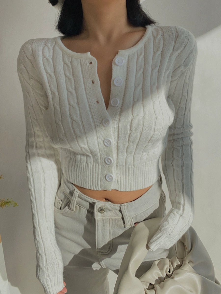 Sexy Ribbed Long-Sleeve Crop Top Spring Sweater