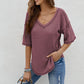 Dillamon Solid Color Casual Half-Sleeve European and American Style Top