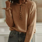 Fashion Raglan Stuffed Knitting Lace Collar Pullover