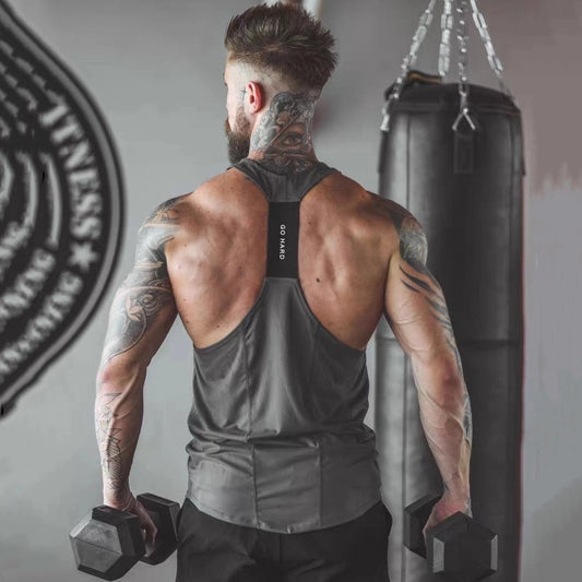 Men's I-Shaped Sling Bodybuilding Loose Elastic Vest