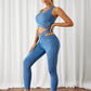 Fashion New Solid Color Yoga Two-Piece Set Women Can Wear outside Stretch Tight Belly Trimming Hip Lifting Sport Suit 261322