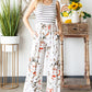 Fashion High Waist Thin Slim Striped Floral Jumpsuit