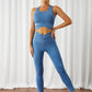 Fashion New Solid Color Yoga Two-Piece Set Women Can Wear outside Stretch Tight Belly Trimming Hip Lifting Sport Suit 261322