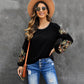 Fashion Embroider Fashion Black Pullover Long Sleeves T-shirt