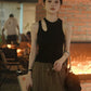 American Style Black Camisole Small Vest Women's Short Summer Tight Sleeveless Outer Wear Beautiful Back Inner Wear off-Shoulder Knitted Top