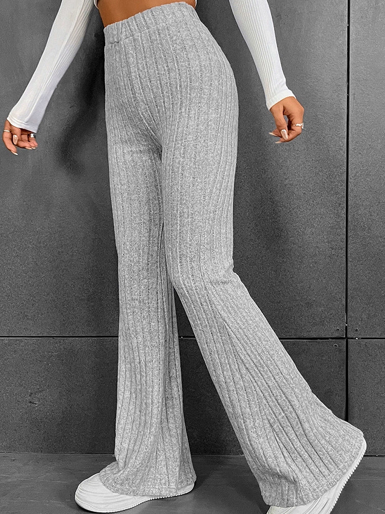 Pure Color High Waist Flared Pants