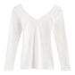 Women's Long-Sleeved V-neck Craftily-Designed Top