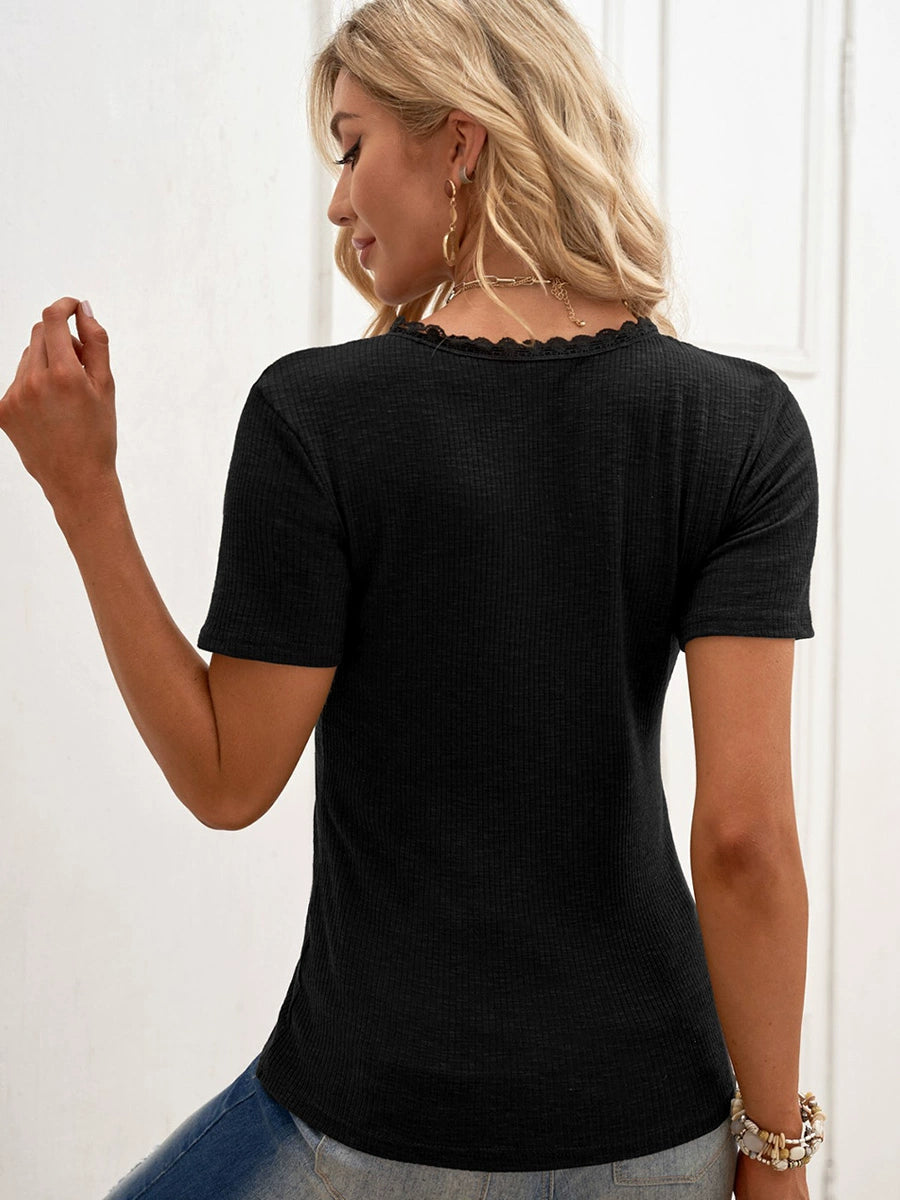 Fashion Silm Thin Casual round Neck Short Sleeves T-shirt