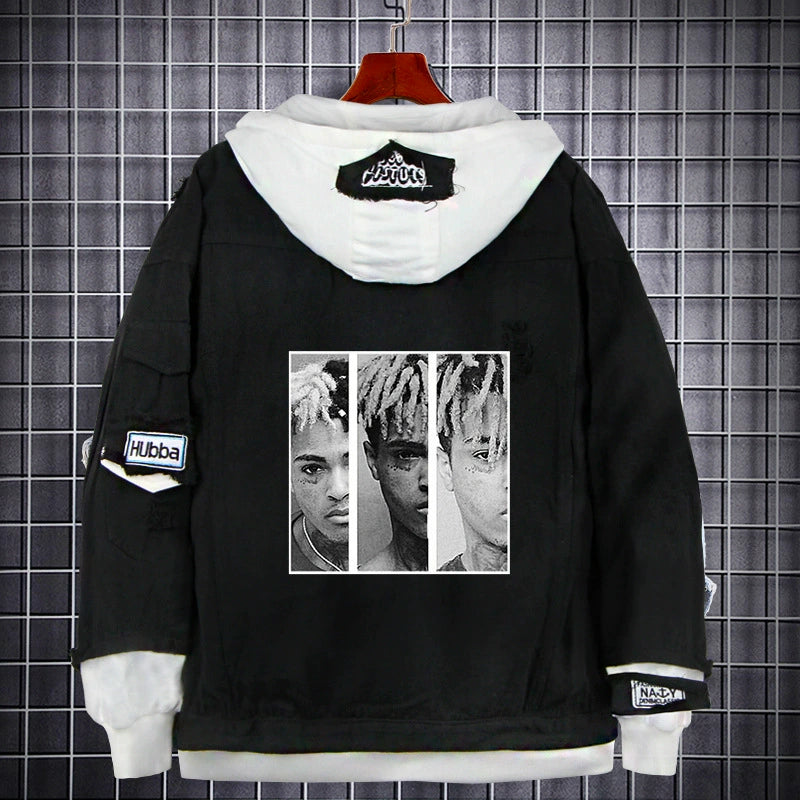 American Hip Hop Rapper XXXTentacion Fashion Trendy Men's Women's Hoodie Denim Sweater Coat Clothes