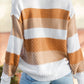 Fashion Stripe Texture Feeling Pullover Sweater Fall and Winter New Arrival Casual Belly Covering Lady Thermal round-Neck Knitwear Tops