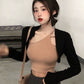 Pure Desire Wind Black Autumn Hot Girl Top Knitted Cardigan