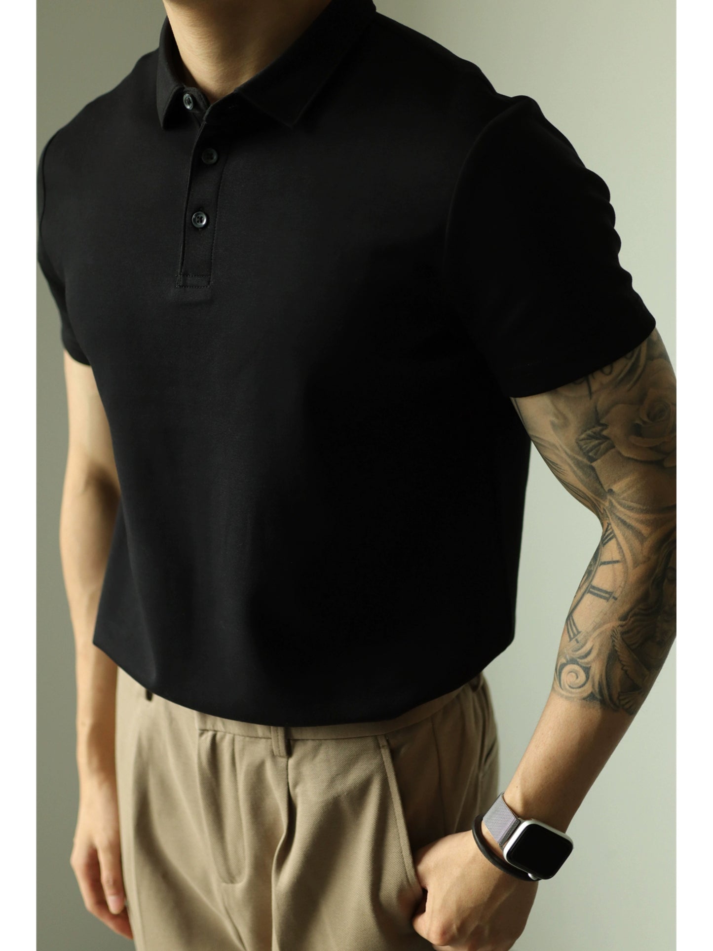 Yuxian Pure Color Business Short-Sleeved Polo Shirt