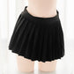 Ultra Short Black Mini Slim Looking Stretch Pure Pleated Skirt