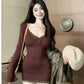 Women's Wear Stylish Long Sleeve Dress Lace Trim