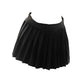 Ultra Short Black Mini Slim Looking Stretch Pure Pleated Skirt