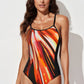 Summer Tie-Dye Contrast Color Tight One-Piece Swimsuit Women European and American Sexy Strap Quick-Drying Triangle Swimwear Women