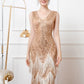 Retro Double-Layered Tassel Dress Gatsby Prom Sequin Dress Party V-neck Bead Dance Dress