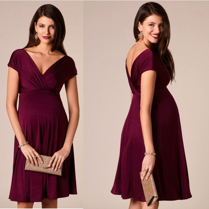 Maternity Dress Dress Summer New V-neck Sexy Fashion Mid-Length French Red Dress Classy Temperament Dress