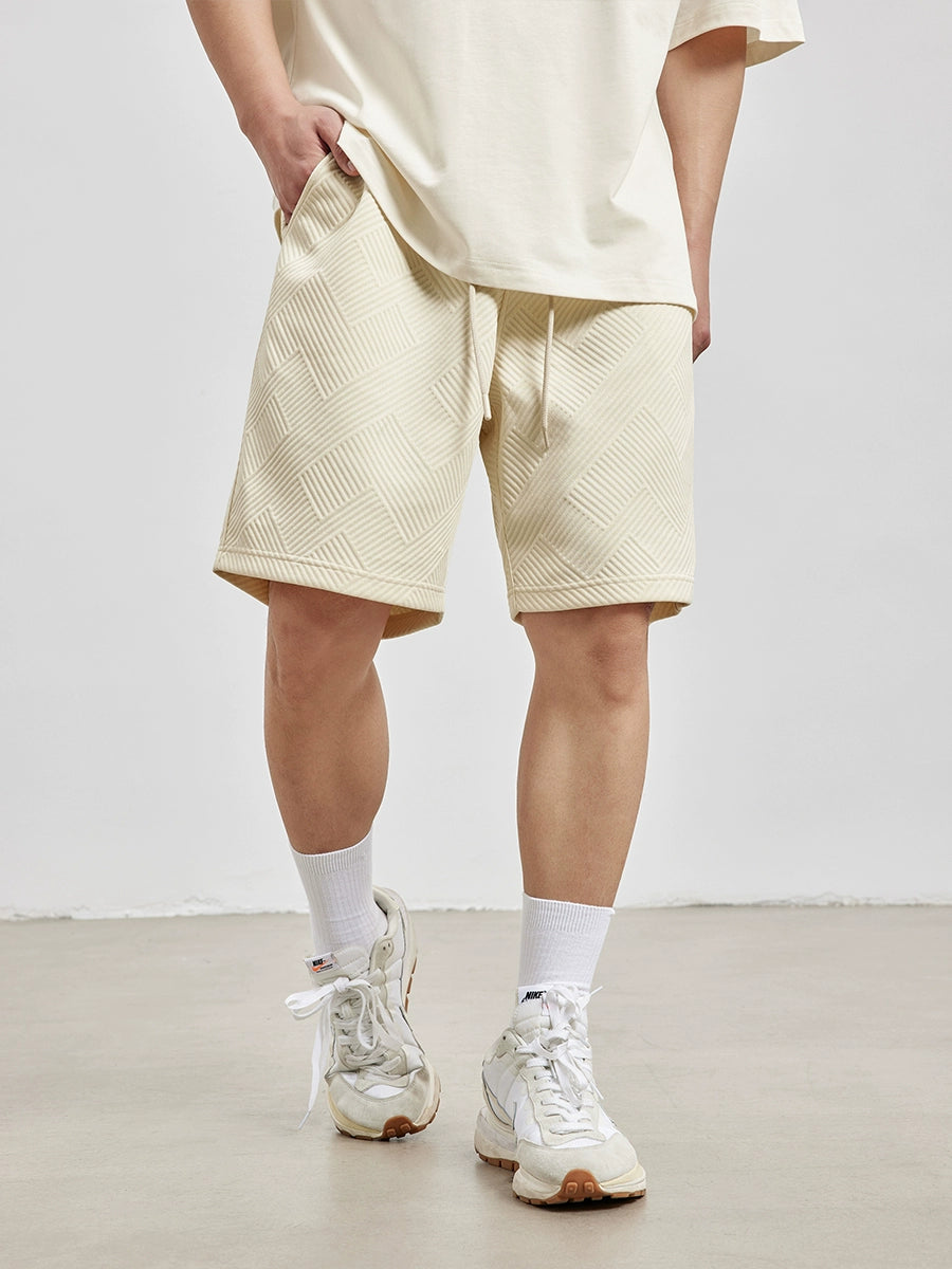 Pure Color Men's Minimalist Textured Shorts