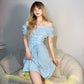 Chic Retro Square Collar Waist Trimming Lace up Dress