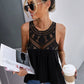 2024 Fashion Outwear Thin Vest Women's Summer New Arrival Loose Lace Lace Sleeveless Pullover Base T-shirt Women