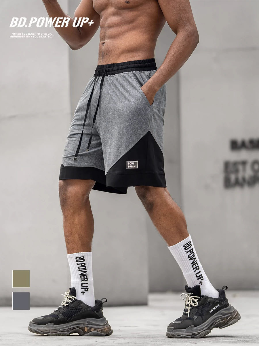 Men's Contrast Color Fast-Drying Mesh Sports Shorts