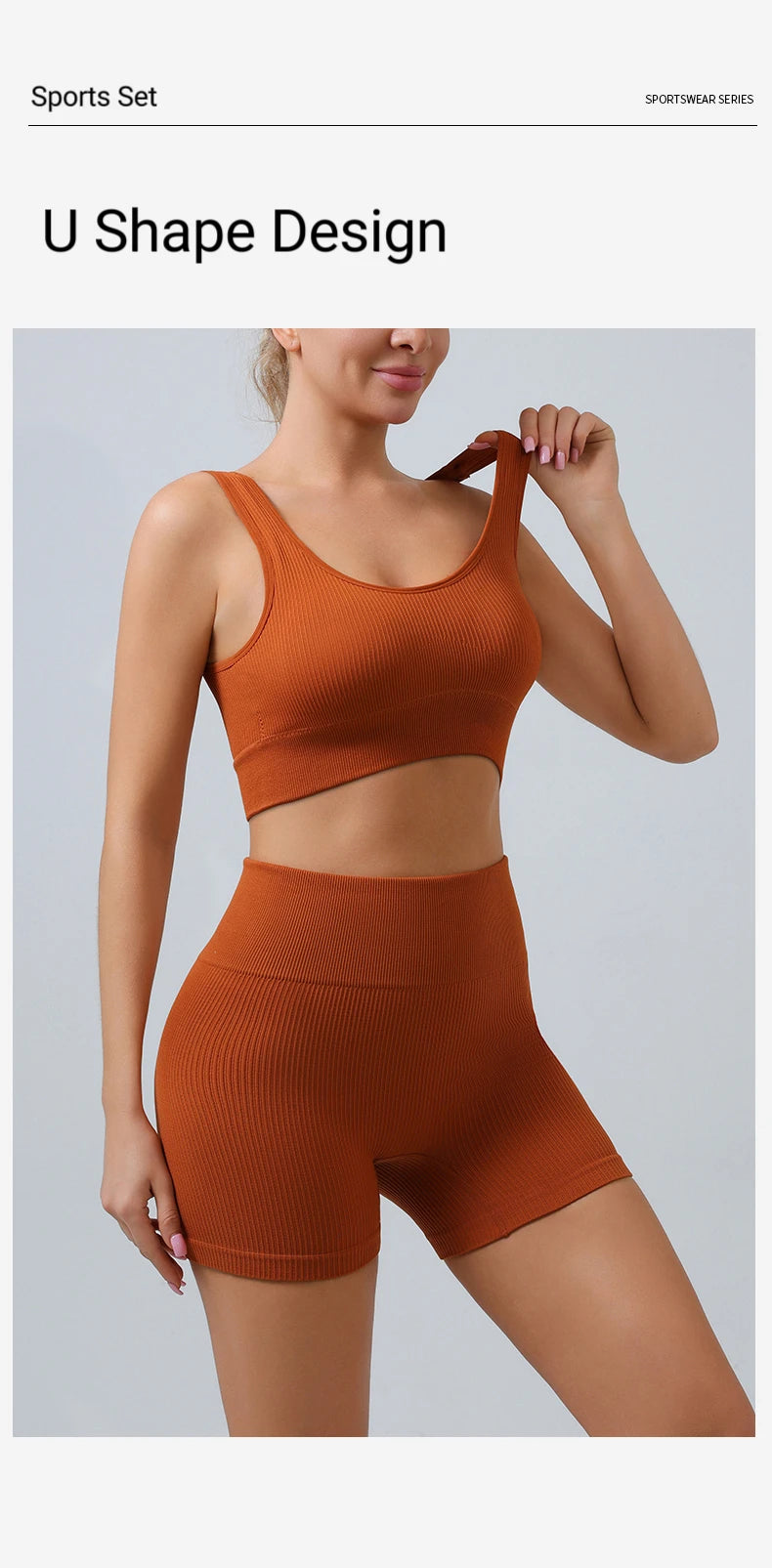 Ribbed Seamless Sport Set Women Crop Top Bra Leggings Shorts Yoga Set Sportsuit Wear Workout Outfit Fitness Gym Clothes