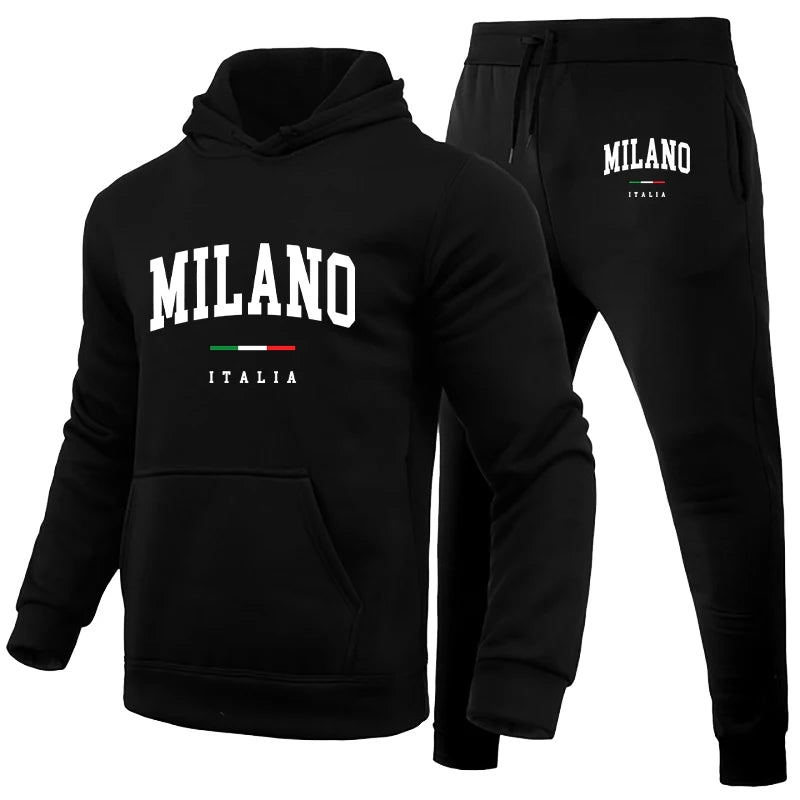 MILANO - All Black Letter-Print Set V2 Men's