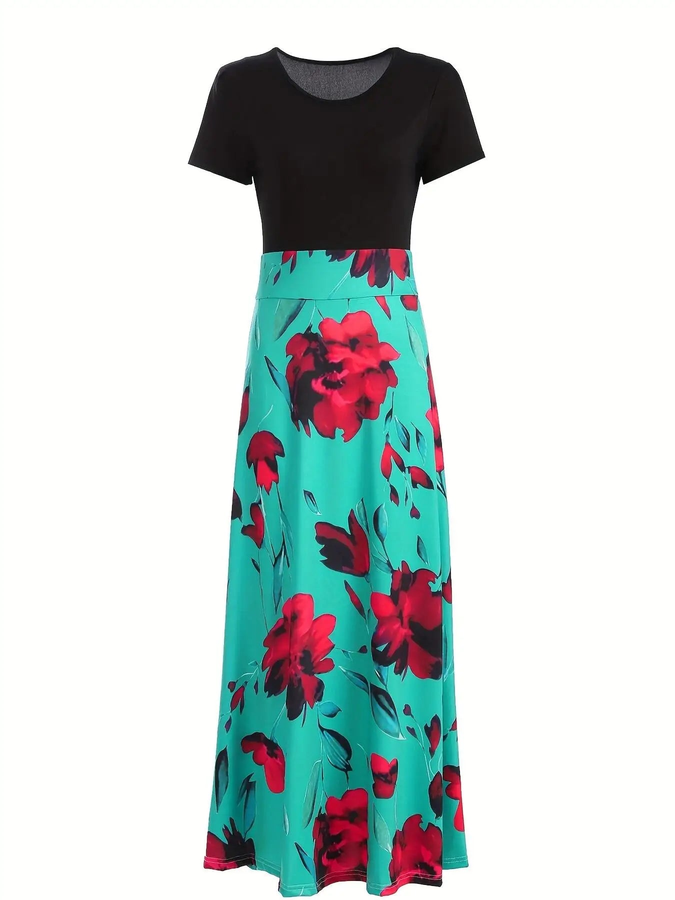 Fast Fashion - Women's Black/Pink Rose Dress