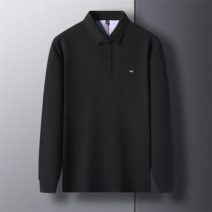 Men's Long Sleeve Casual Embroidered Polo