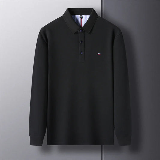 Men's Long Sleeve Casual Embroidered Polo