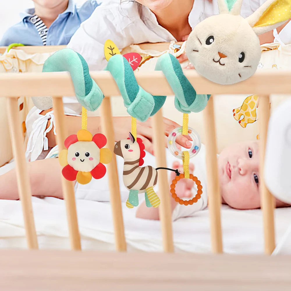 Car Seat Toys Infant Color Elephant Stroller Stretch Spiral Activity Baby Hanging Toys for Crib Mobile Newborn Sensory Toy Gifts