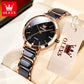 OLEVS Fashion Women Watches Relogio Feminino Luxury Rose Gold Watch Ladies Quartz Wrist Watch Ceramic Strap Clock Reloj Mujer