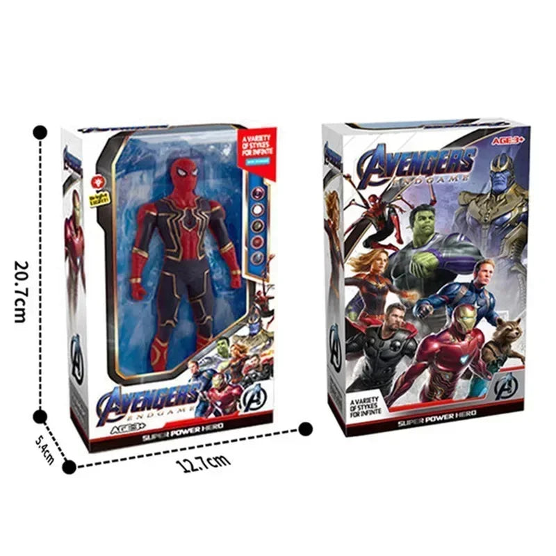 17 Cm Children Toys Marvel Anime Figures Spiderman Hulk Action Figure Iron Man Cartoon Kids Toy Christmas Gift Glow Doll Hobbies