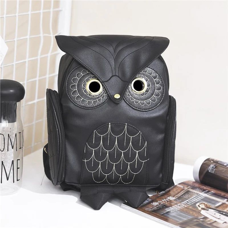 PU Embossed Owl Backpack, Fashionable And Cute Cartoon Animal Backpack, Travel Trendy Women's Bag