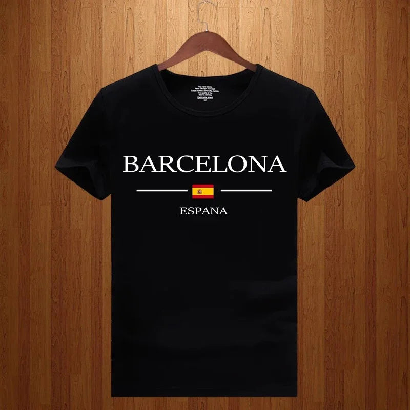 BARCA - Spain Letter-Print T-Shirts - Men's