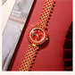 New Luxury Watch Women Red Necklace Earring Rhinestone Fashion Wristwatch Casual Ladies Watches Jewelry Set Relogio Feminino