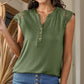 Fashion Pullover Stripes Embroider V-neck Slimming Short Sleeve