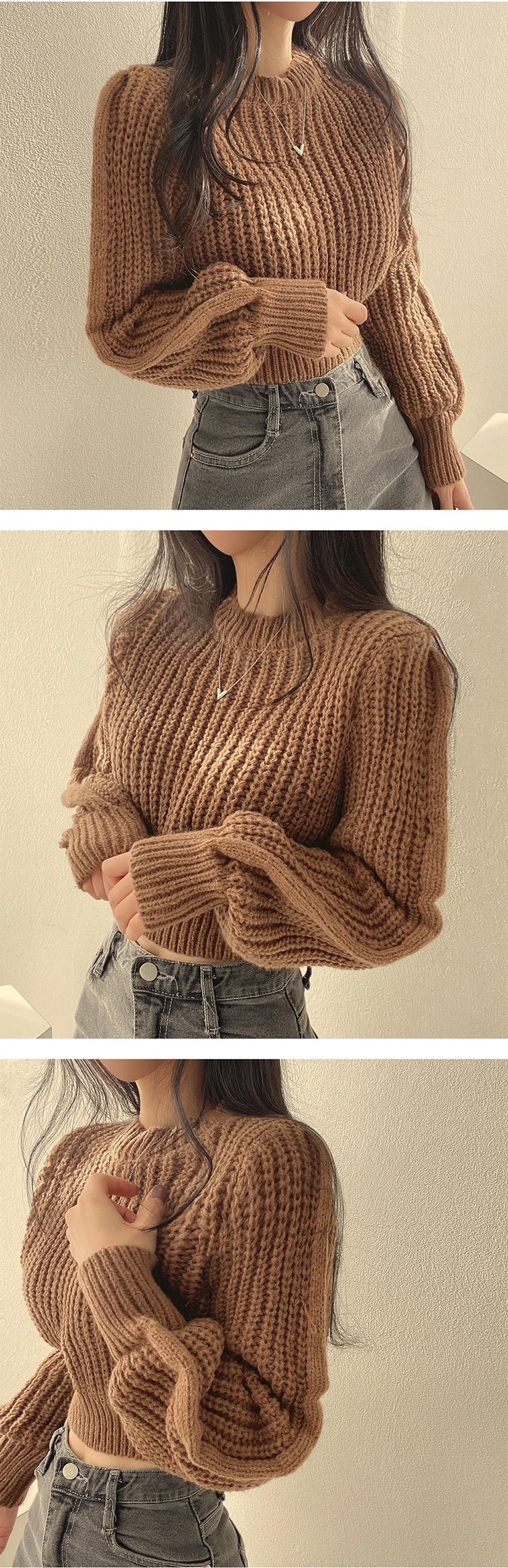 Loose Vintage Harajuku Lantern Long Sleeve Women Sweater Korean Autumn Winter Knitwear Soft Warm Tops Chic Solid Femme Sweater