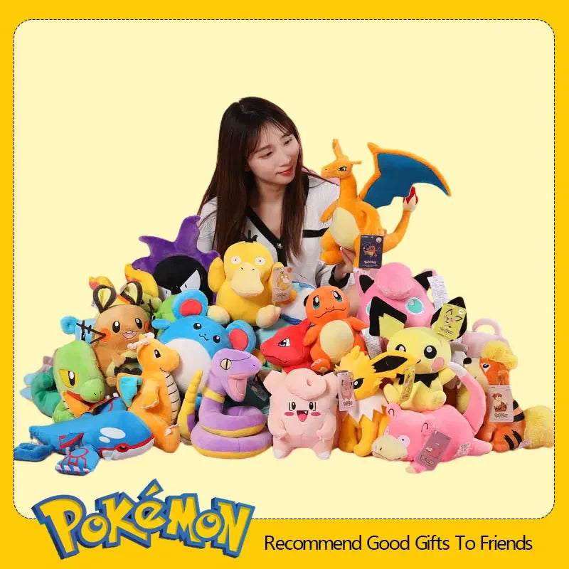 Original Pokemon Pikachu Plush Stuffed Animal Toy Eevee Mew Cubone Psydusk Lapras Gengar Charizard Peluche  Doll Gift For Kids