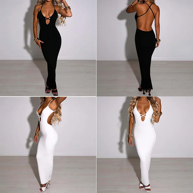 Fast Fashion Elegant Slit-Laced Dress