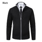 Autumn And Winter New Jersey Men's Casual Sports Coat Solid Color Stand Collar Wweater Grab Fleece Warm Zipper Cardigan