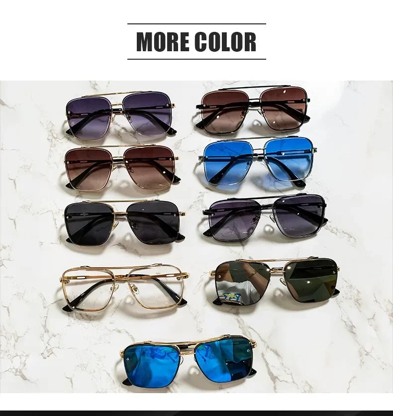 2024 Fashion Square Luxury Design Sunglasses Men Women Flight Seven Rock Mach Six Style Gradient Pilot Sunglasses Oculos De Sol