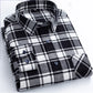 6XL Autumn/Winter Large Men's 100% Cotton Plaid Brushed Long Sleeve Shirt Wrinkle Resistant Business Casual No Iron Thick