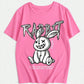 Kawaii Rabbit Printed Tops Cotton T-Shirts For Womens Fashion Casual Soft Short Sleeve Loose Tees Comfortable Street Clothes